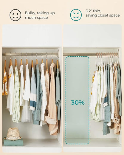 SONGMICS Baby Kids Hangers 50 Pack for Closet, 11.8 x 8.1 Inches, Rose Gold 360° Swivel Hooks, Space-Saving Clothes Velvet Hangers for Nursery, Non-Slip, Cloud White UCRF027W01