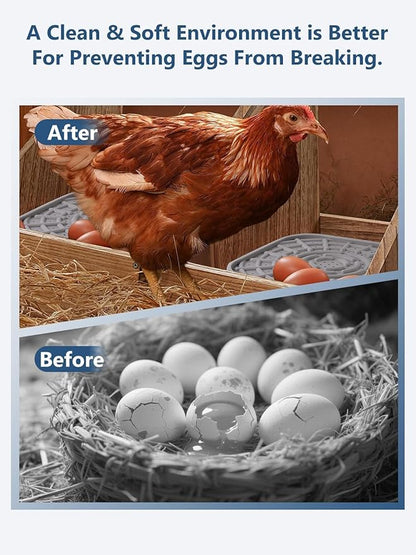 Kalolary 3 PCS Silicone Chicken Nesting Box Pads, 12"x 12" Nesting Pads for Chicken Coop Washable Nesting Box Liners for Chicken Laying Boxes Soft, Easy Clean, Gray