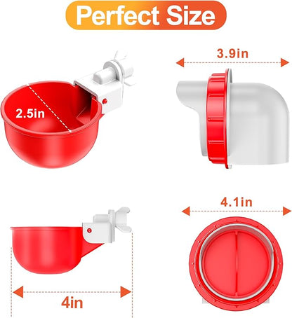 Chicken Feeders and Waterers, 8 Ports Chicken Feeder No Waste and 8 Packs Chicken Water Cups