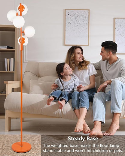 Lightdot 5-Globe Dimmable Globe Floor Lamp Orange Retro Standing Lamps