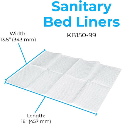 KoalaKare Sanitary Bed Liners for Baby Changing Stations – 3-Ply Biodegradable, Moisture-Resistant Quilted Liners, Eco-Friendly - 500 Liners (Model KB150-99)