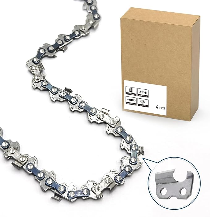 16-Inch Chainsaw Chain 4-Pack – 3/8" LP Pitch, .050" Gauge, 56 Drive Links, Semi-Chisel Replacement Chain for 16" Electric Mini Chainsaw and Pole Pruner