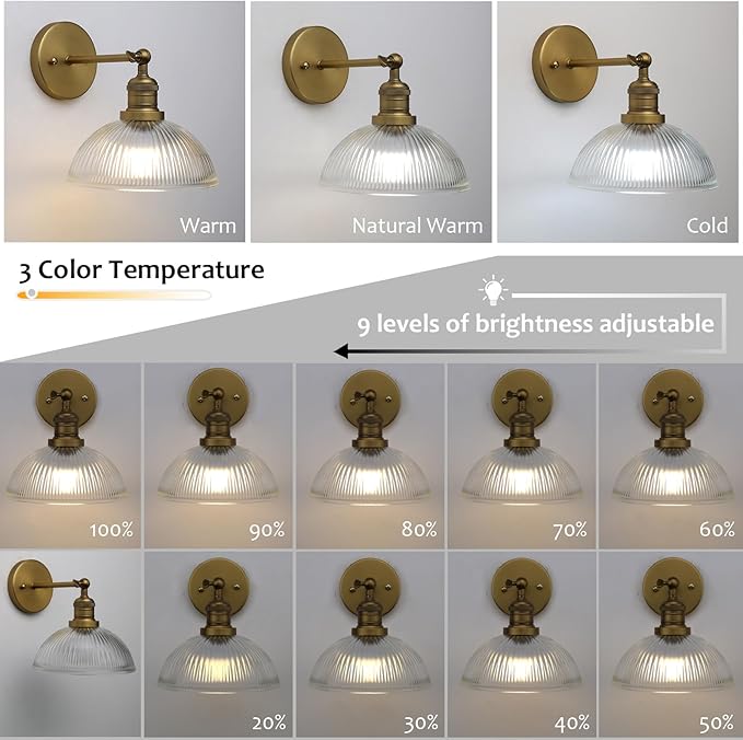 Pathson Battery Operated Wireless Wall Sconce, Rechargeable Modern Wall Vanity