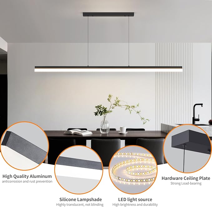 Modern Linear Pendant Light, 47IN Modern Chandelier