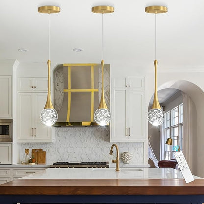 Modern Pendant Lights for Kitchen Island LED Dimmable Crystal Glam Ceiling