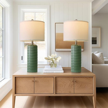 PoKat 27.5" Dark Green Ceramic Table Lamps