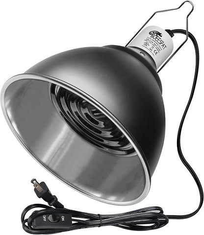 Large Caliber Reptile Lamp Cover Dome Supports Up to 250W, Diameter 7.0 Inch Heat Lamp/Light Fixture Dome Fit for E26 UVA/UVB Basking Bulbs, Perfectly Fit 250 watts Ceramic Heat Lamp
