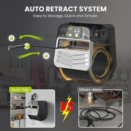 Wall Mounted Pressure Washer - 5500 PSI 3.6 GPM, 5 Levers Power Washer with 98FT Retractable Hose for Car/Driveway(Black)