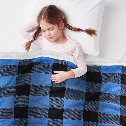 Ultra Soft Sherpa Fleece Plaid Baby Blanket | Cozy, Plush Throw Blanket for Kids | Reversible Plaid | Washable | Wide Size for Extra for Warmth & Comfort | Cute
