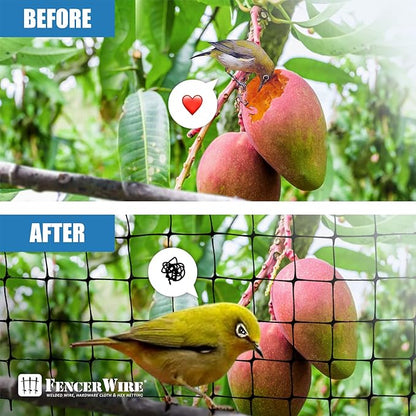 Fencer Wire 7 ft. x 100 ft. Garden & Plant Protective Netting with 3/4" Mesh, Reusable & Doesn't Tangle, Protection Against Bird, Deer and Other Animals, Multiple Choices Available