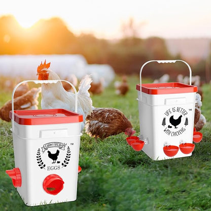 Tgeyd Chicken Waterer 5 Gallon, with 6 Enlarge Automatic Water Cups, Large Cicken Waterer for Chicken Duck and Goose