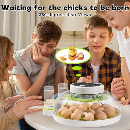 18 Egg Incubator with Automatic Turning & Humidity Control, 0.1 Precision for Chicken/Duck/Goose/Quail/Parrot Eggs (Green)