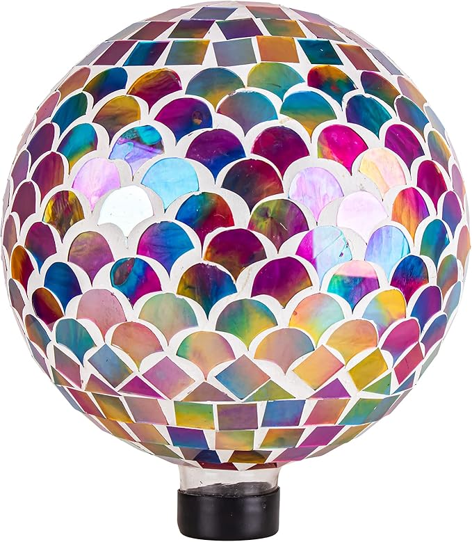 VCUTEKA Gazing Ball, Glass Mosaic Gazing Balls Sphere for Garden Lawn Outdoor Ornament Yard Decorative, 10-Inch