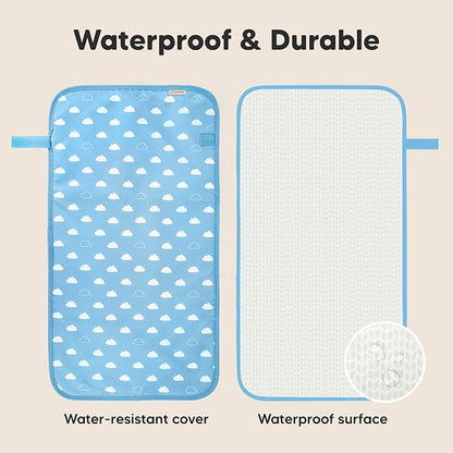 KeaBabies Portable Diaper Changing Pad, Easy Wipe Clean - Foldable Waterproof Baby Changing Mat for Diaper Bag, Compact, Lightweight, 25x13 Newborn, Infant, Baby Changer Travel Essential (Cloud)