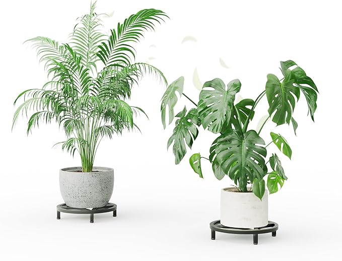 Zhongma 2 Pack 11.8" Sturdy Potted Plant Stand Flower Pot Holder Heavy Duty Construction, Low Plant Stand for Home Indoor and Outdoor, Sturdy plant riser and saucer without Installation Required