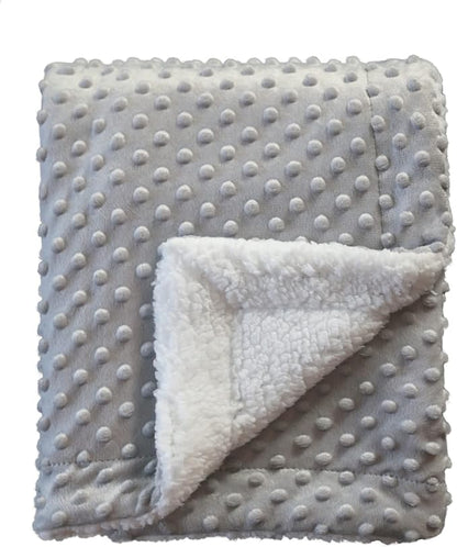 CREVENT Cozy Soft Warm Sherpa Baby Blanket for Infant Toddler's Crib Cot Stroller Gifts for Baby Boys All Season Use (30"X40" Light Grey dot)