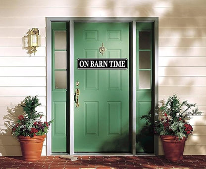 On Barn Time Rustic Style Outdoor Safe Metal Sign - Barn Décor - Equine Barn Sign - Horse Barn Sign - Farm Décor - Livestock Barn Sign - Decor Metal Sign 16 X 4 Inch