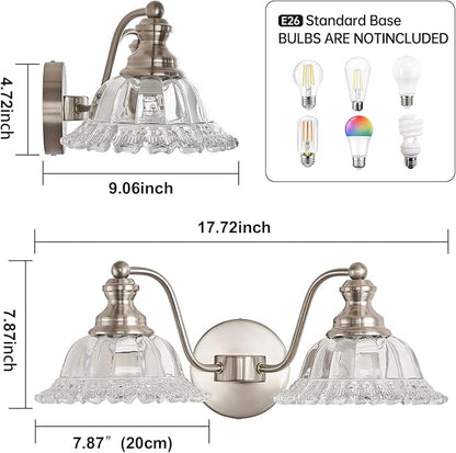Brushed Nickel 2 Light Vanity Lights Fixture Lights