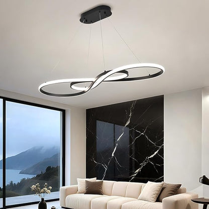 Modern Led Pendant Light, Dimmable Black LED Chandelier