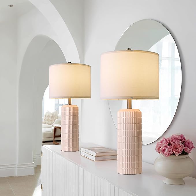 PoKat 27.5" Pink Ceramic Table Lamps