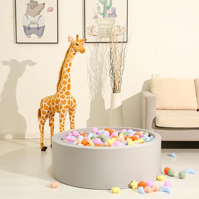 GOGOSO Ball Pit Balls Stars Moon Shapes Plastic Pitballs for Toddler Play Tent Baby Photo Props Kids Pool Water Toys Kiddie Pool Party Decor,Orange Green Blue,100pcs