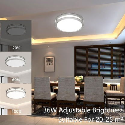 2 Pack 36W Ceiling Light Fixture Brushed Nickel, 13in LED Ceiling Light
