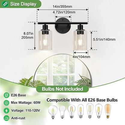2-Light Bathroom Light Fixtures, Bathroom Wall Lamp