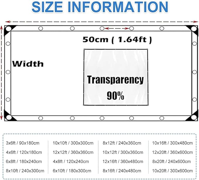 15x26 FT Clear Tarps Heavy Duty Waterproof,Plastic Vinyl Tarp with Grommets Greenhouse Plastic Sheeting, for Patio Transparent Greenhouse Chicken Coop Covers for Winter