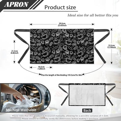 Waist Apron with 3 Pockets Waterproof 13 Inch Short Half Waist Aprons Women Men Server Aprons Waitress Waiter Apron