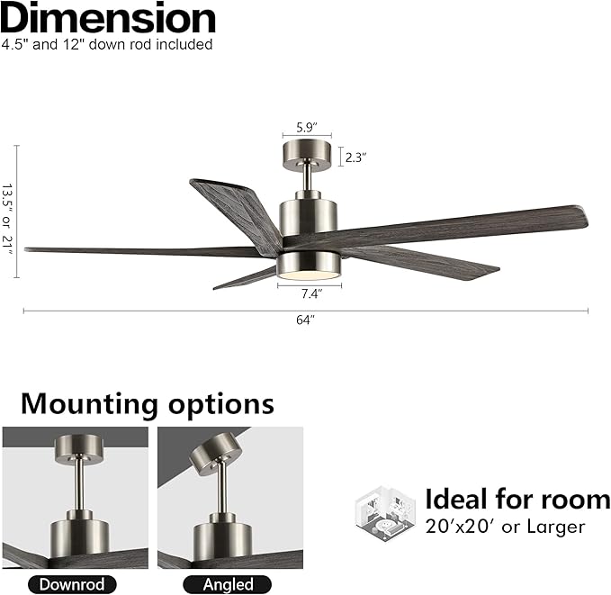 WINGBO 64 Inch DC Ceiling Fan