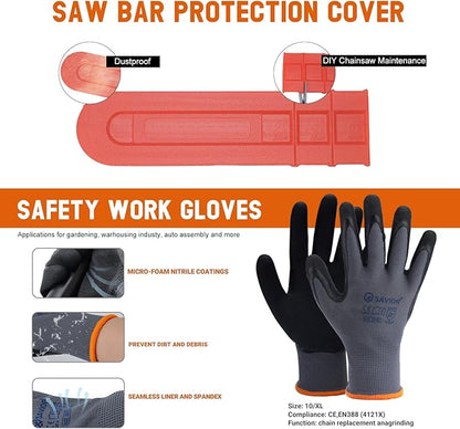 Savior 18 Inch Chainsaw Bar and Chain Combo .325" Pitch .050" Gauge, 72 Drive Links Replacement 180TXLBK095 584408 Chain Saw Bar, For Husqvarna 440, 455 rancher, Jonsered, McCulloch (2 Chains+ 1 Bar)