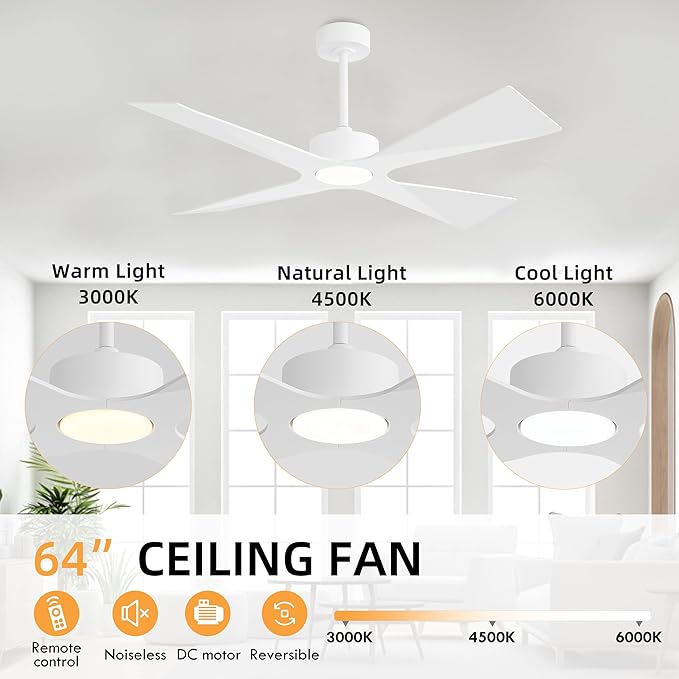 WINGBO 64" Wet Rated Outdoor Ceiling Fan
