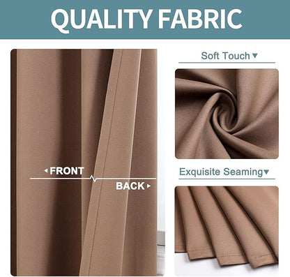 ChrisDowa Grommet Room Darkening Curtains for Bedroom and Living Room - 2 Panels Set Thermal Insulated Blackout Curtains (Cappuccino, 52W x 54L)
