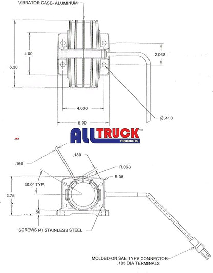 VB080 80 LB 12 VDC Vibrator for Salt Sand Spreader, Concrete Mixer. Dump Truck, Fertilizer Spreader, Lime Spreader,Manure Spreader, Grain Bin