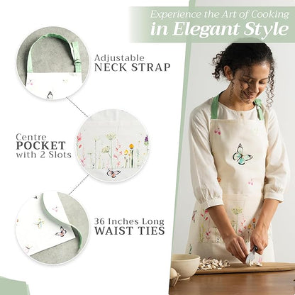 Maison d' Hermine 100% Cotton Apron for women with Pocket Kitchen Chef Apron for Men Cooking Easter Decorations