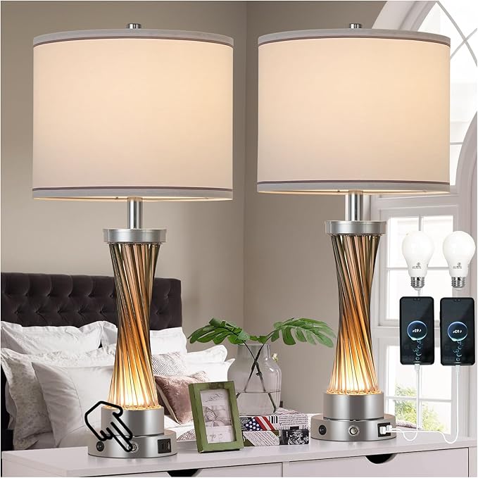 3-Way Dimmable Table Lamp Set of 2, Touch Control Lamp