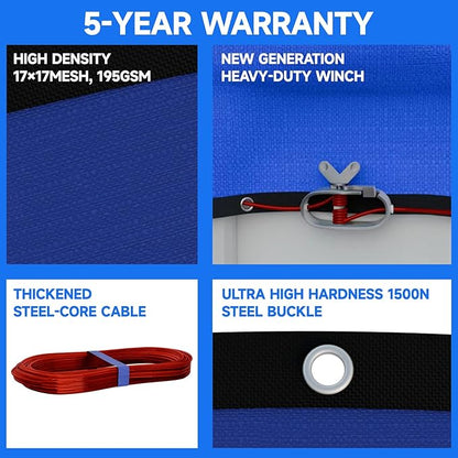 [Upgrade] 18ft/21ft/24ft Pool Cover for Above Ground Pools, 24 Feet Winter Round Swimming Pool Cover with 4 Foot Overlap Extra Thick 500D Cable & Heavy-Duty Winch 24 Foot Round Pool Covers