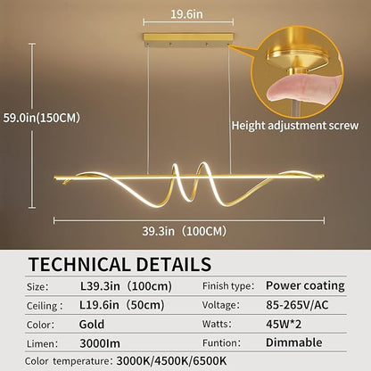 Modern Chandelier, Dimmable LED Pendant Light, Ring Chandelier
