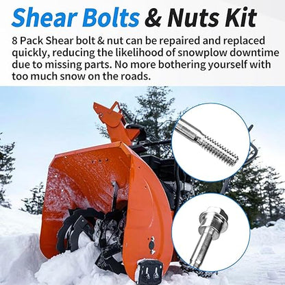 588077502 Snowblower Shear Pins Bolts - for Husqvarna Snow Blower Replacement Parts, Snow Blower Shear Bolts Kit Compatible with Husqvarna Two Stage Snow Blowers 570XP, 575XP, 580790401 (Pack of 8)