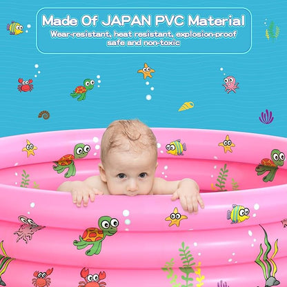 Garden Round Inflatable Baby Swimming Pool, Portable Inflatable Child/Children Little Pump Pool,Kiddie Paddling Pool Indoor&Outdoor Toddler Water Game Play Center for Kids/Girl/Boy