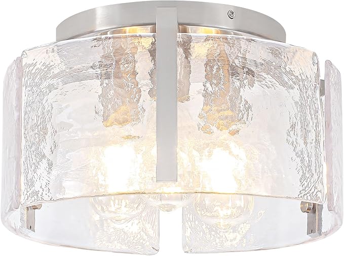 15'' Modern Brushed Nickel Semi Flush Mount Ceiling Light, Hallway Light