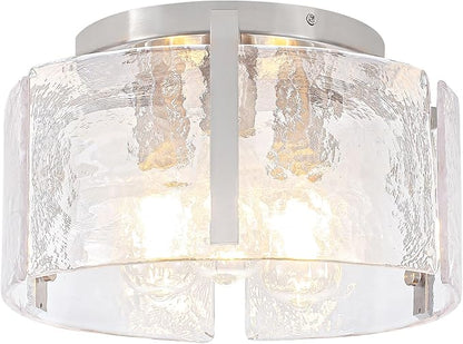 15'' Modern Brushed Nickel Semi Flush Mount Ceiling Light, Hallway Light