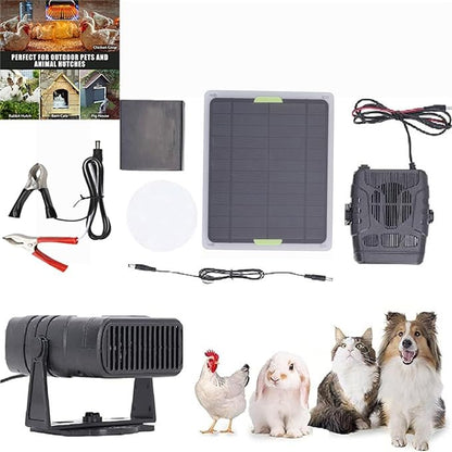 Chicken Coop Heaters for Winter, 200W Dog House Heater, Solar Heater for Greenhouse, Rechargeable Solar Panel Heat Warmer for Chicken Kitten Puppy Pets, Drying Heating Pet House (Black)