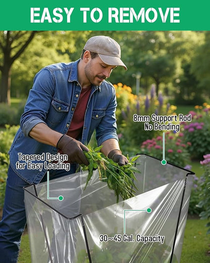 Joyhalo Outdoor Trash Bag Holder Stand - 2 Pack Heavy Duty Metal Garden Garbage Bag Support Frame for 30-45 Gallon Capacity, Multi-Use Portable Yard Leaf Bag Stand