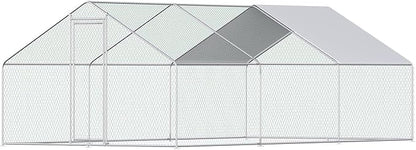 Large Metal Chicken Coop Walk-in Poultry Cage Chicken Run Pen Rabbit Duck House with Waterproof and Anti-UV Cover for Outdoor Farm Use