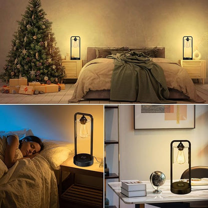 Wireless Charging Table Lamp for Bedroom Set of 2, Touch Control Dimmable