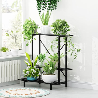 Zhongma 3 Tier Plant Stand Space-Saving Heavy Duty Plant Holder for Balcony, Home, Garden ,Metal Sturdy Plant Stand for Indoor and Outdoor