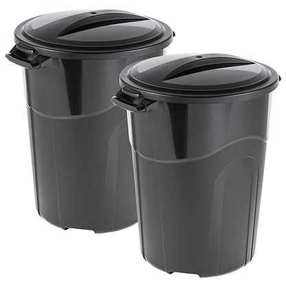 32 Gallon Heavy Duty Plastic Outdoor Trash Can with Lid, Lock & Easy-Carry Handles – Suitable for Indoor/Outdoor, Kitchen, Yard, Garage & Office