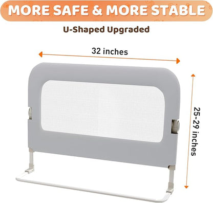 omzer Bed Guard Rail for Toddlers - 32inch Folding up & Adjustable Heights Baby Bed Safety Rails - Portable Toddler Bed Barrier Railing Guard for Kids Twin, Bunk, Queen, Full Size Bed