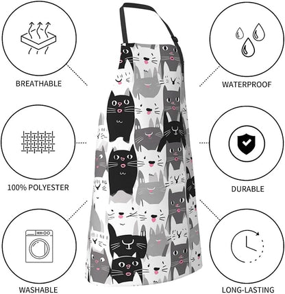 Shark Jumping Home Aprons 2 Pockets 33"×28" for Men Women, Ocean Sea Waterproof Kitchen Cooking Bib